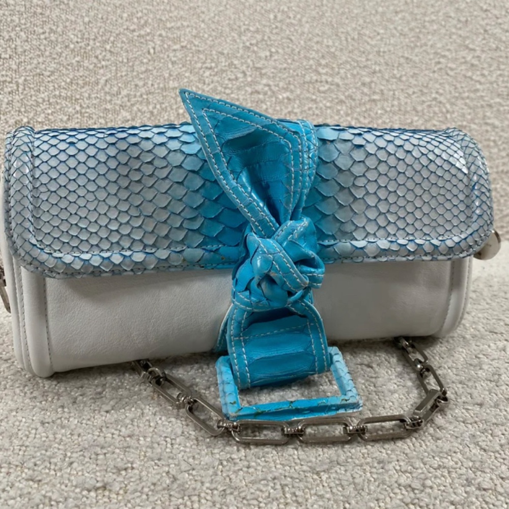 Authentic Pre-Owned Givenchy Blue White Python Bag Vintage - Picture 2 of 16